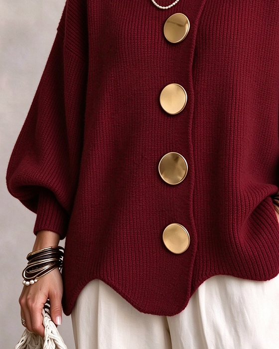 Cardigan Stor Metallknapp Slag