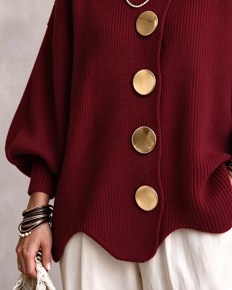 Cardigan Stor Metallknapp Slag