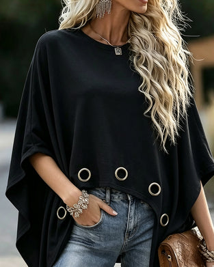 Topp Metallring Fåll Loose Fit Cape