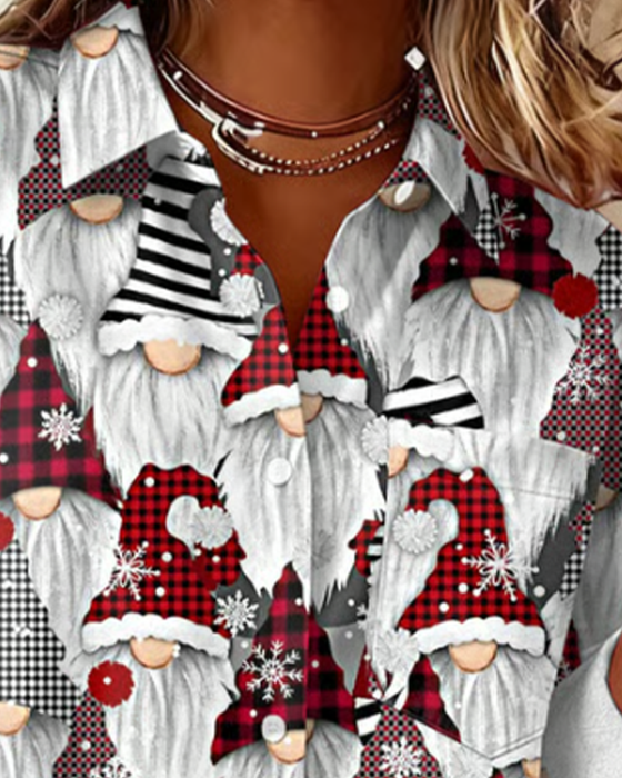 Skjorta Med Julgranstryck Och Slagkrage