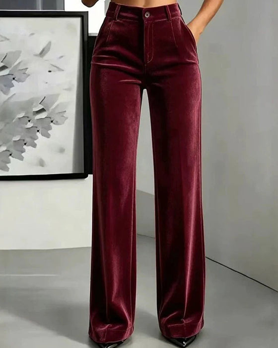 Byxor Enfärgad Sammet Ficka Lång