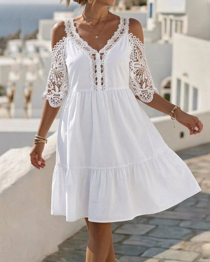 Klänningar Spets Off-Shoulder Skiktad Kort