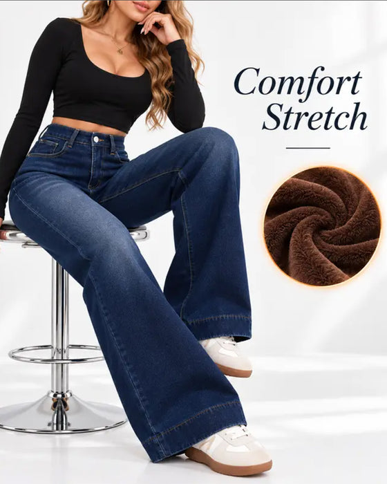 Jeans med fleecefoder, breda ben