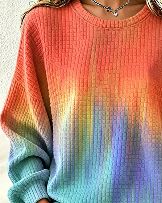 Sweatshirt Gradient Tie-Dye Casual Rundhals