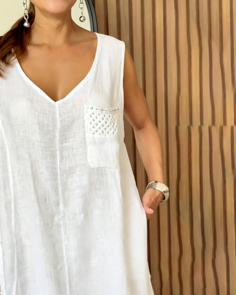 Klänning Ärmlös Lös Enfärgad