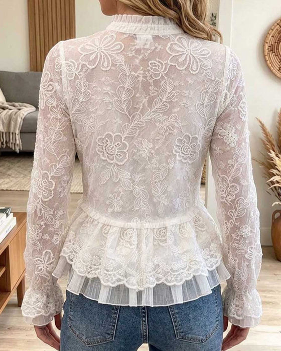 Blus Rynkad Slim Passform Solfjäderformad