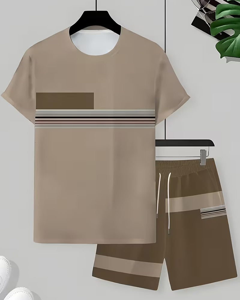 Set Randig Casual Kort Ärm