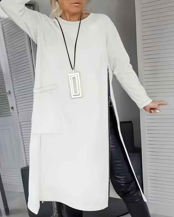 Klänning Stilfull Stor Ficka Dragkedjedesign