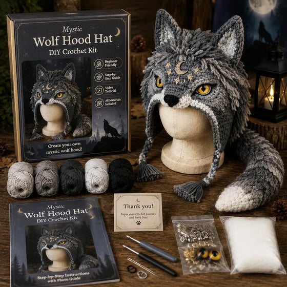 🐉✨ Fantasy Hood Hat DIY Crochet Kit 🧶🎭✨