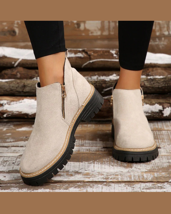 🔥Höst- Och Vintergodisar🔥Damstövlar Med Rund Tå Och Dragkedja I Sidan