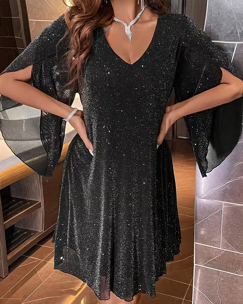 Klänning V-ringning Fin Glitter Modig