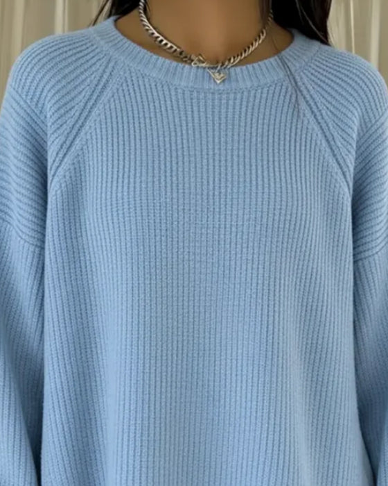 Lösittande Pullover I Patchwork Och Enfärgad