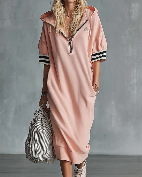 Klänning Kortärmad Kapuschong Hoodie
