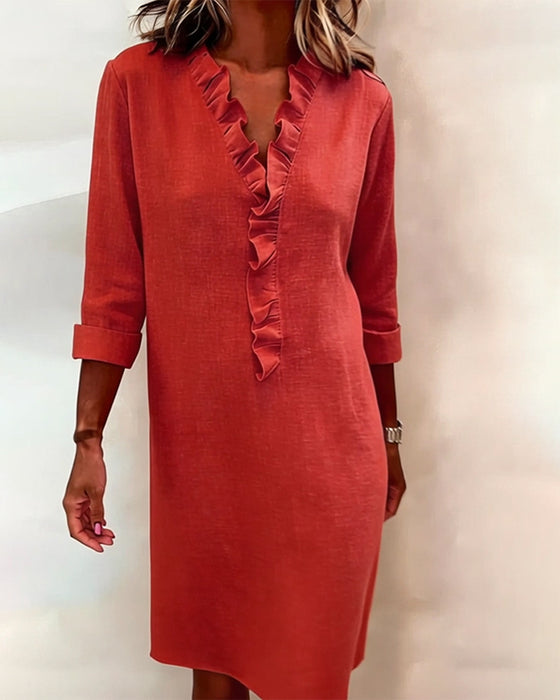 Klänning Ryschad V-Ringning Enfärgad