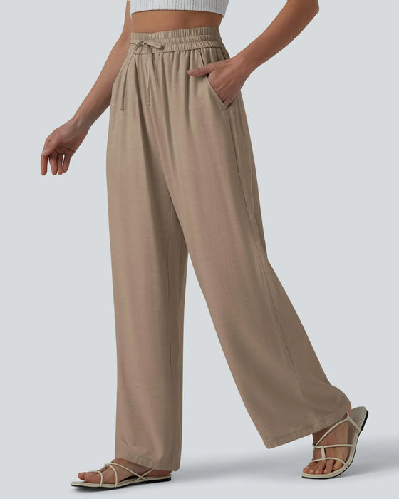 Byxor Elastic Midja Bred Ben Knyt Casual