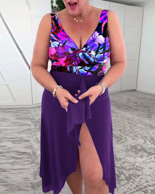 Baddräkt Färgglad Blommig Mönster