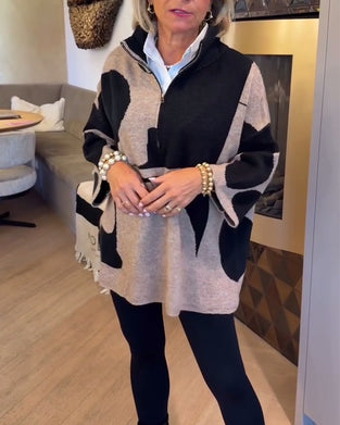 Pullover Med Halvdragkedja Och Modernt Ståkrage