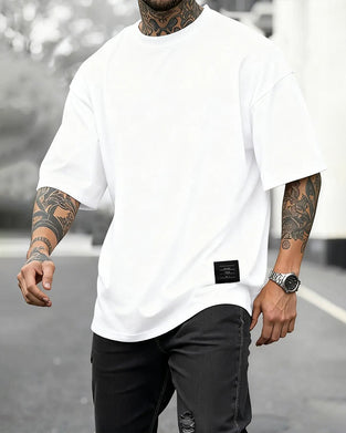 T-Shirts Rundhals Lös Vävd Etikett