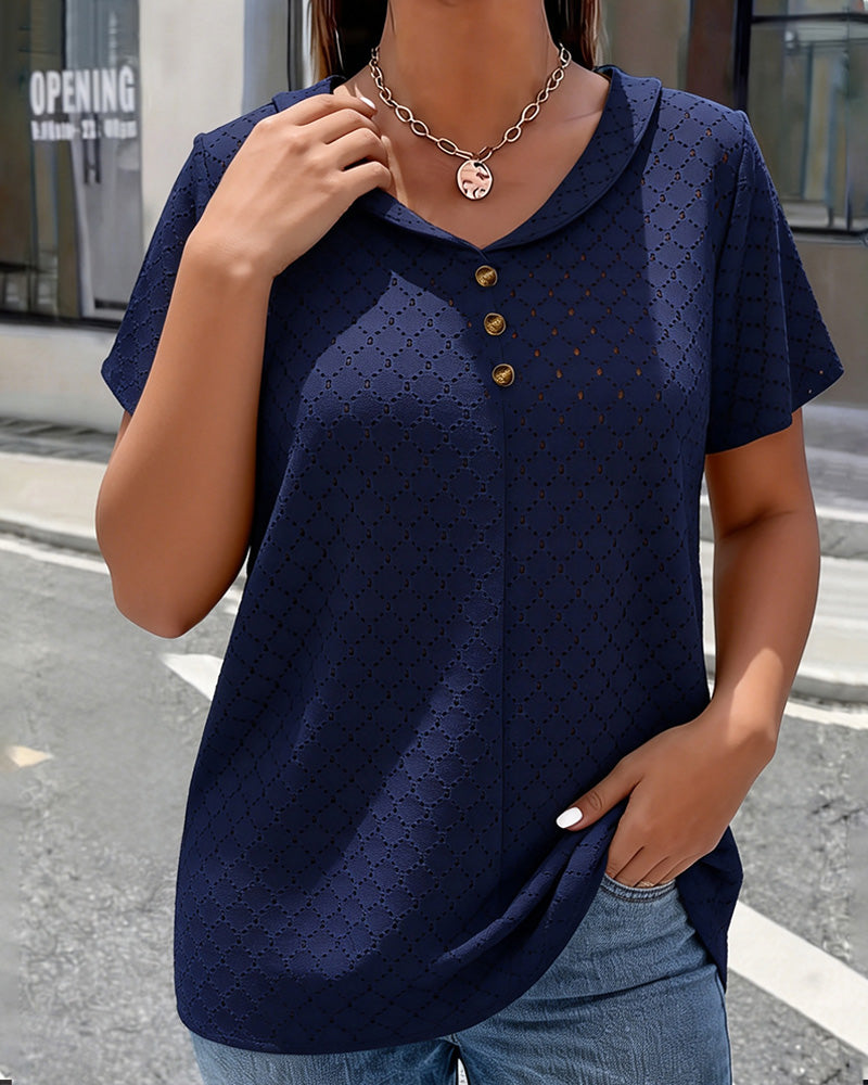 Blus Utskärning Peter Pan-Krage Kortärmad