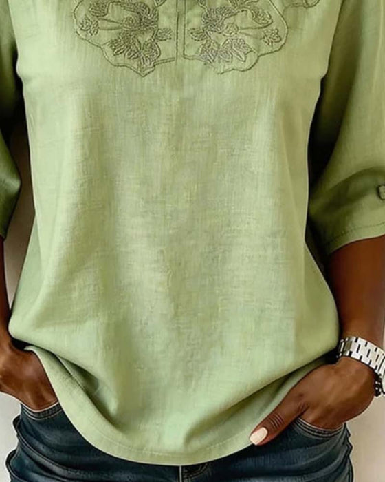 Blus Frog Knapp Mandarin Krage Kinesisk Stil