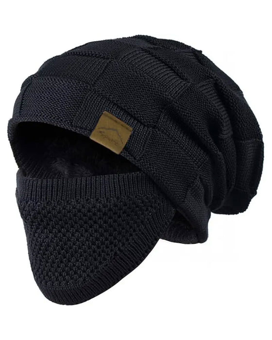 Stickad Mössa Mask Set Vinter Mössa Ansikte Öra Skydd