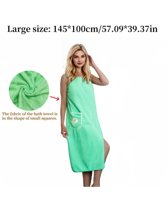 Mjuk Absorberande Snabbtorkande Bärbar Badhanddukskjol Med Blommönsterficka