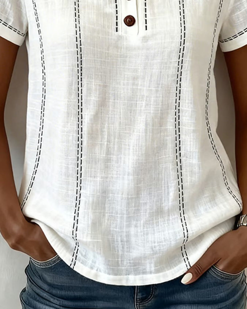 Blus Fyrkantig Hals Kort Ärm