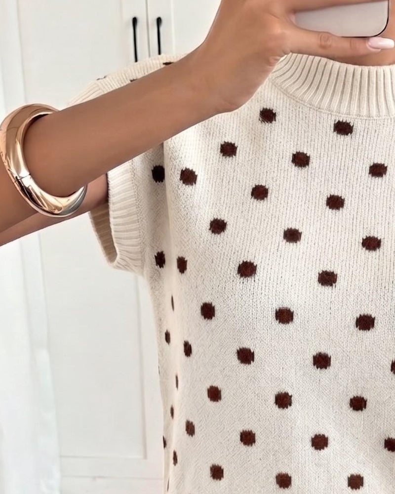 Tröja Turtleneck Prickig Kort Ärm