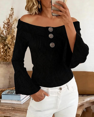 Topp Off-Shoulder Knapp Casual