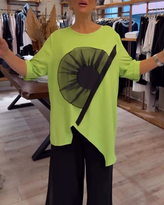 T-Shirt Blommigt Tryck Kortärmad Avslappnad