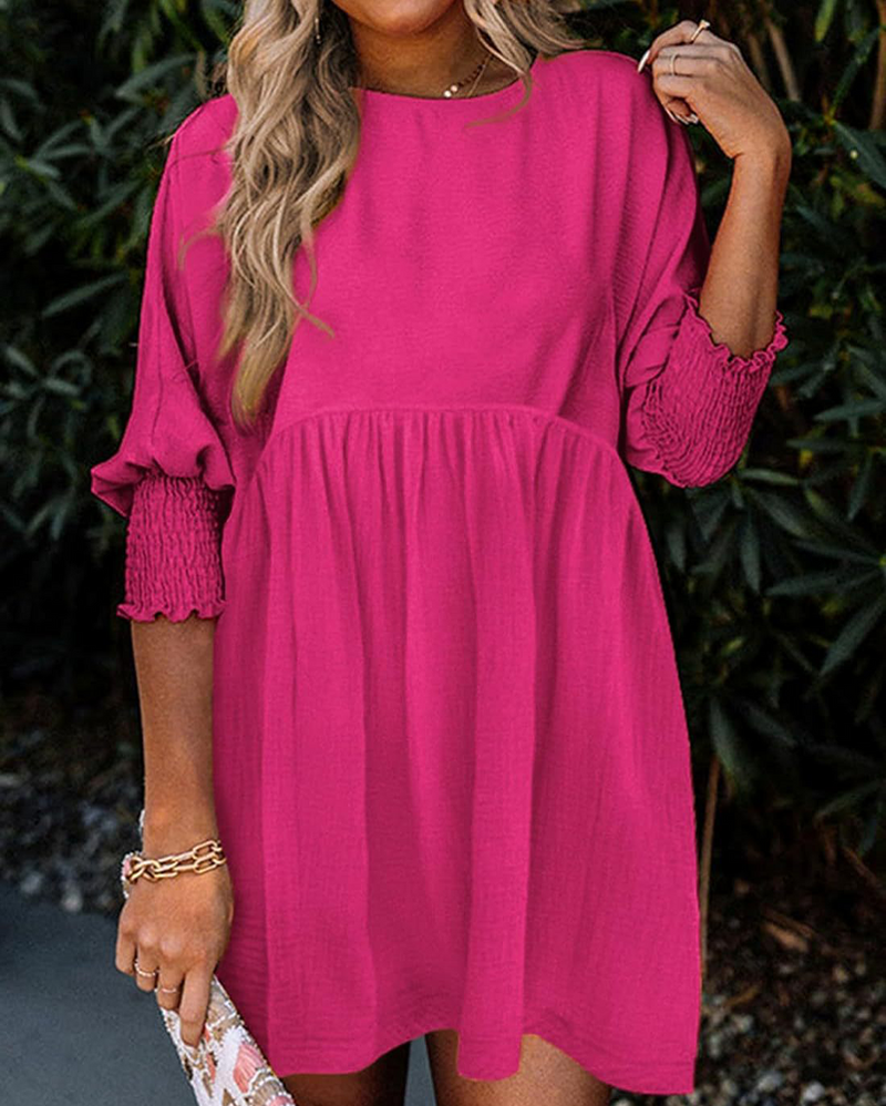 Klänning Dam Enfärgad Midjeknäppning