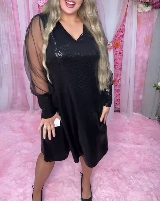 Klänning V-Ringning Modig Nät