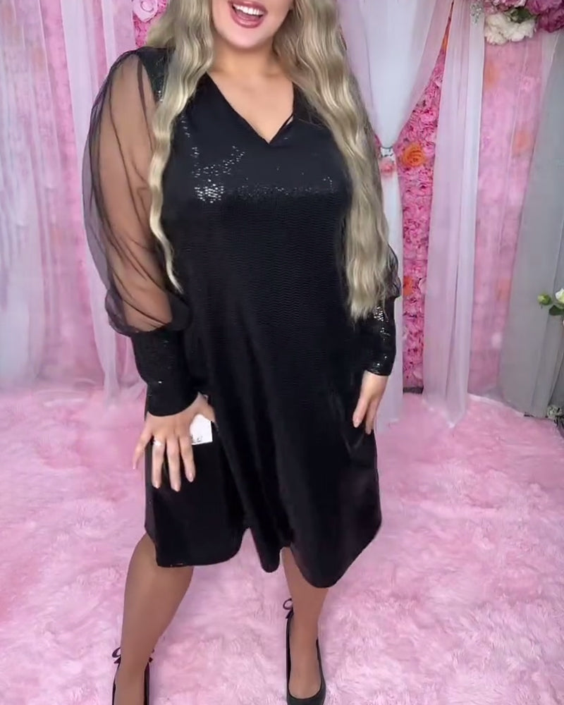 Klänning V-Ringning Modig Nät