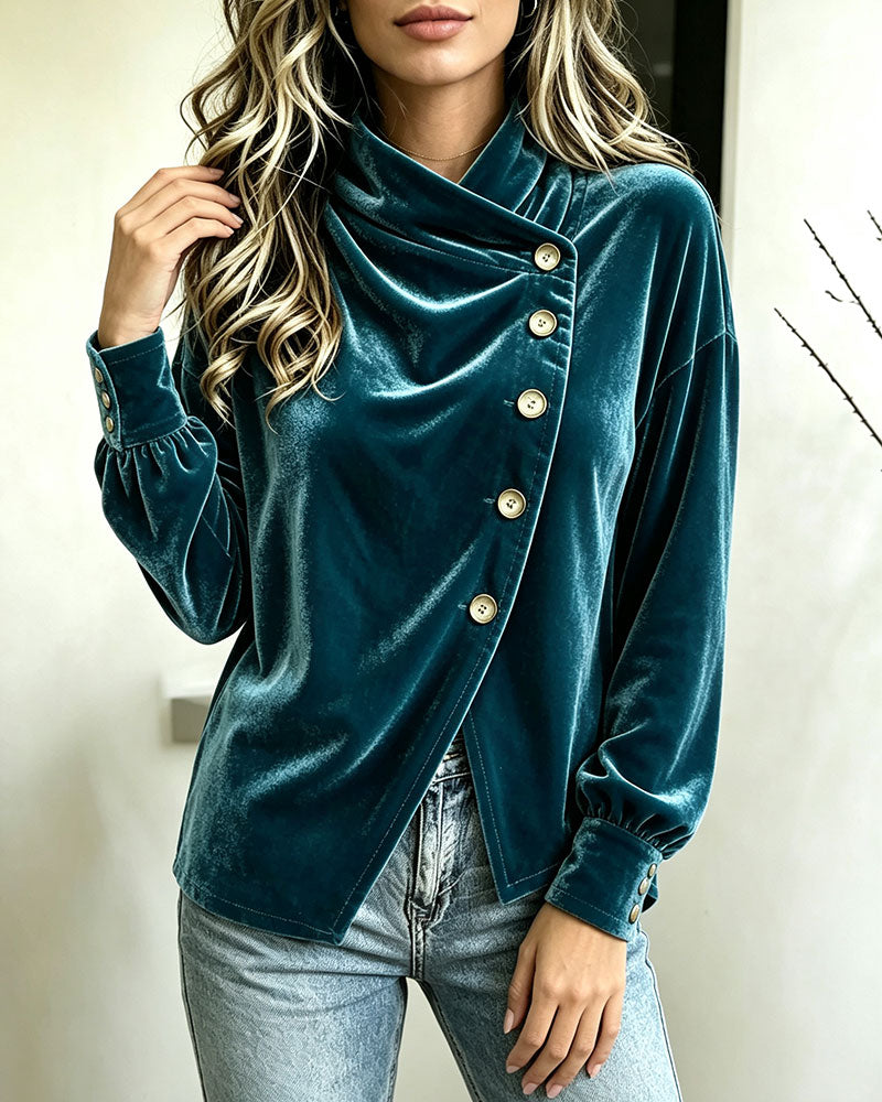 Blus Polokrage Slits Kors Knapp