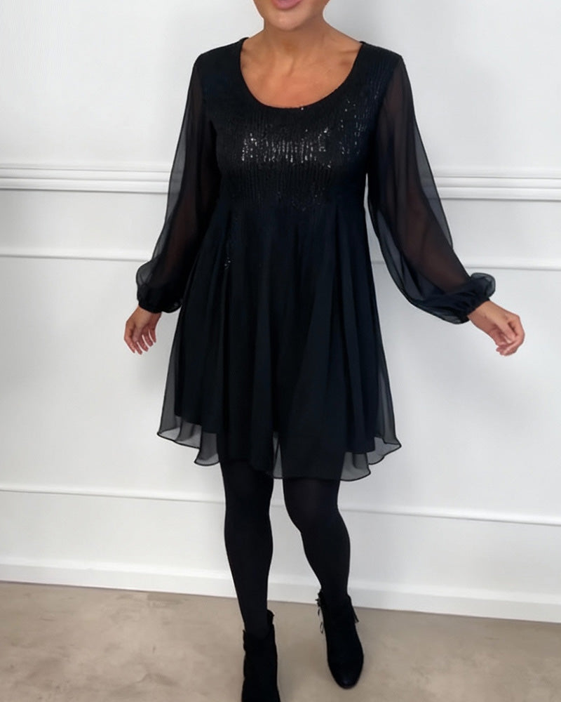 Klänning Rund Halsringning Modig Enfärgad Lössittande