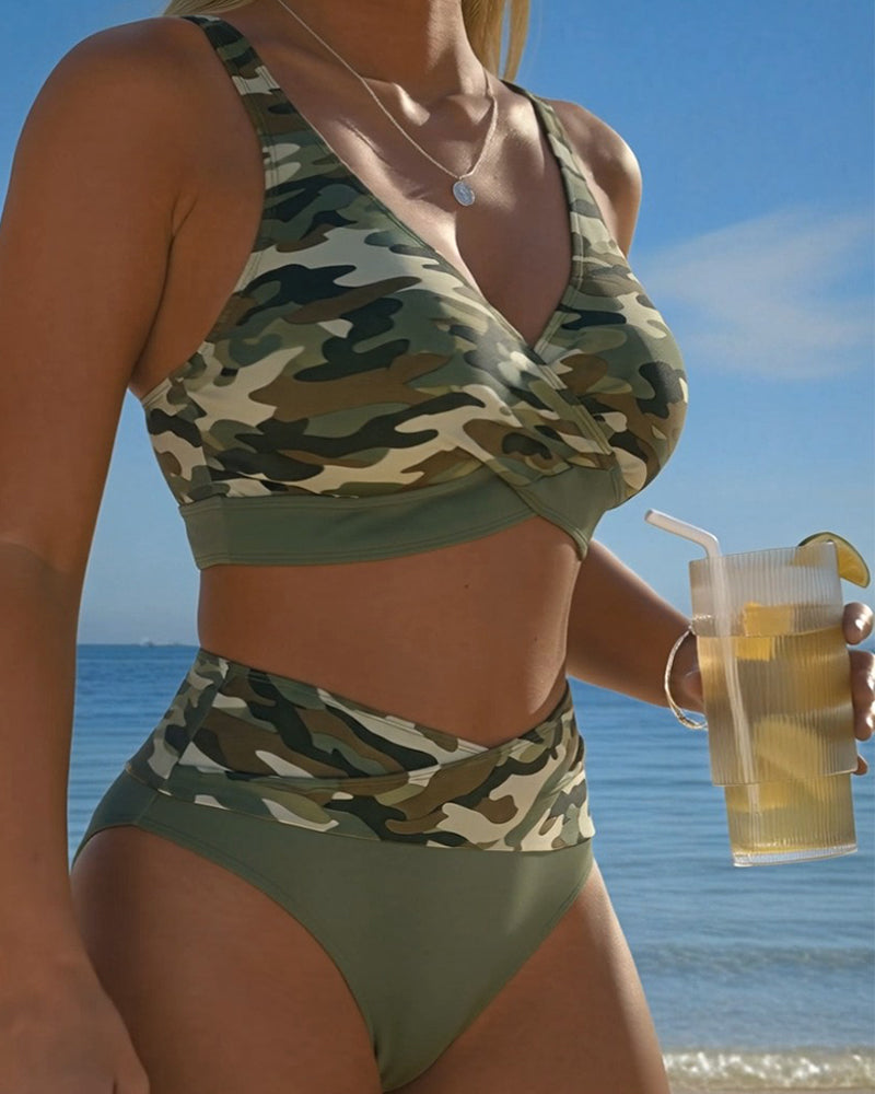 Bikini Korsband Design Kamouflage Print