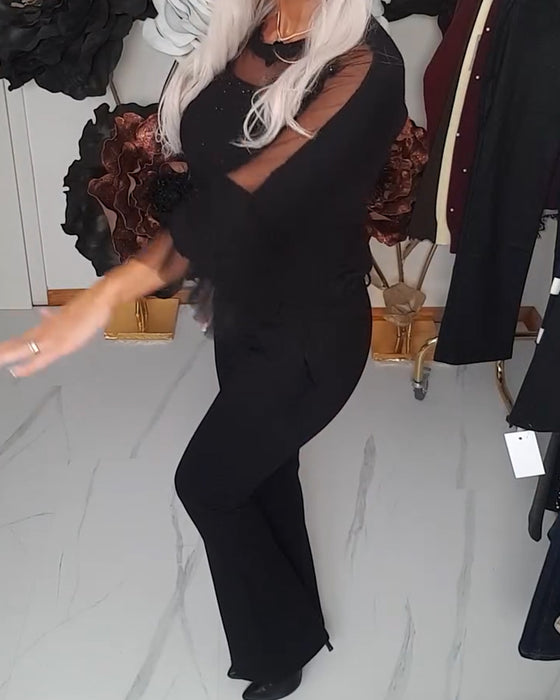 Topp Klokkärmad Mesh-Inslag