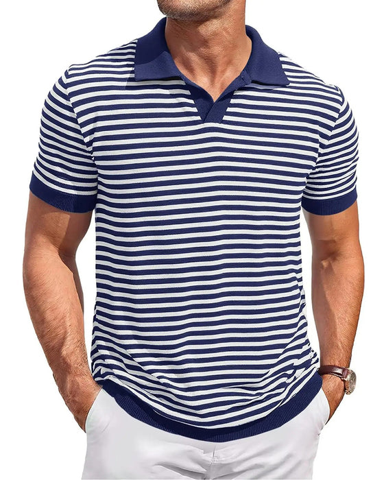 T-Shirt Polokrage Rand Färgblock
