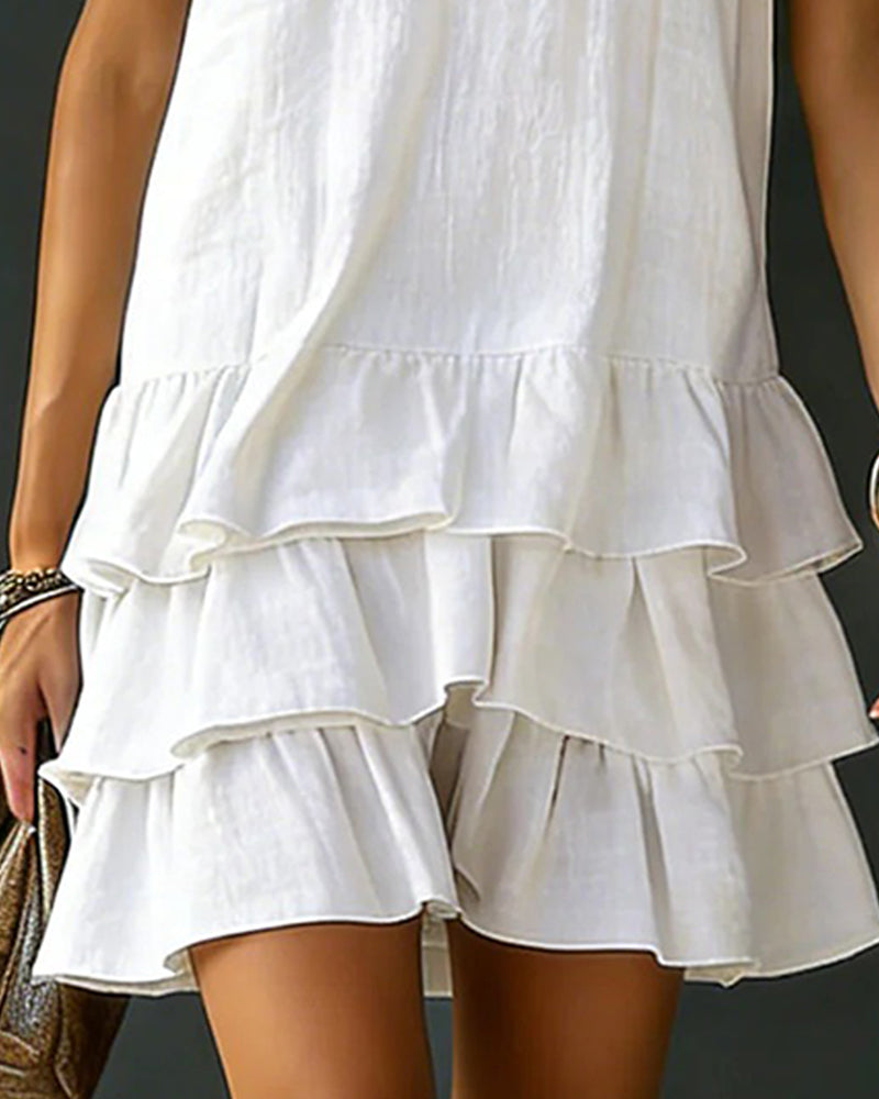 Klänning Ärmlös V-ringning Skiktad Tårta