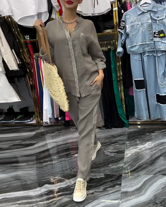 Kostym Ståkrage Ficka Avslappnad