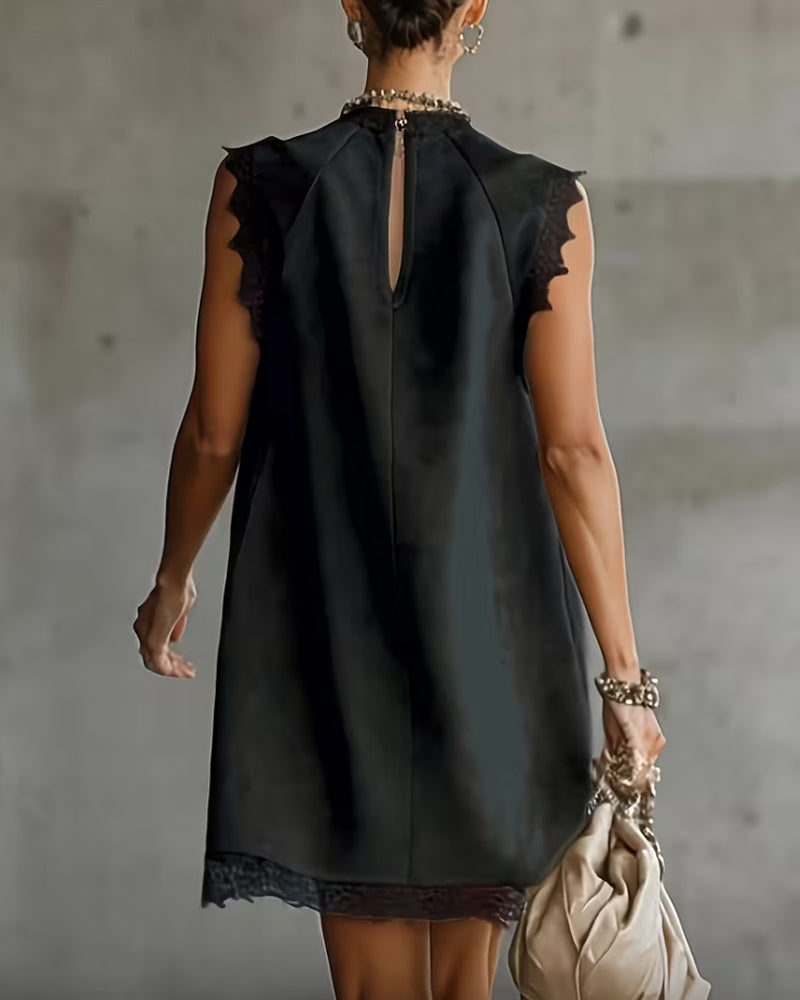 Klänning Spets Trim Ärmlös