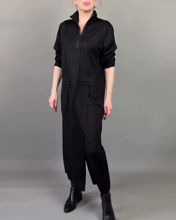 Klänning Med Zip-Krage Och Trendig Stämning