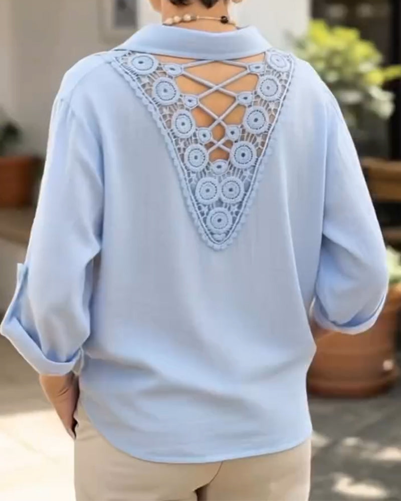 Skjorta Enfärgad Casual Långärmad