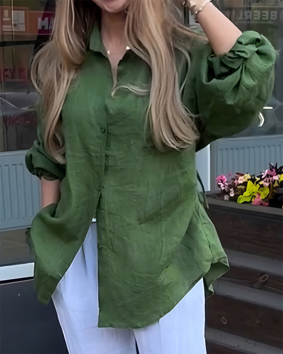 Blus Elastisk Midja Lykta Ärm
