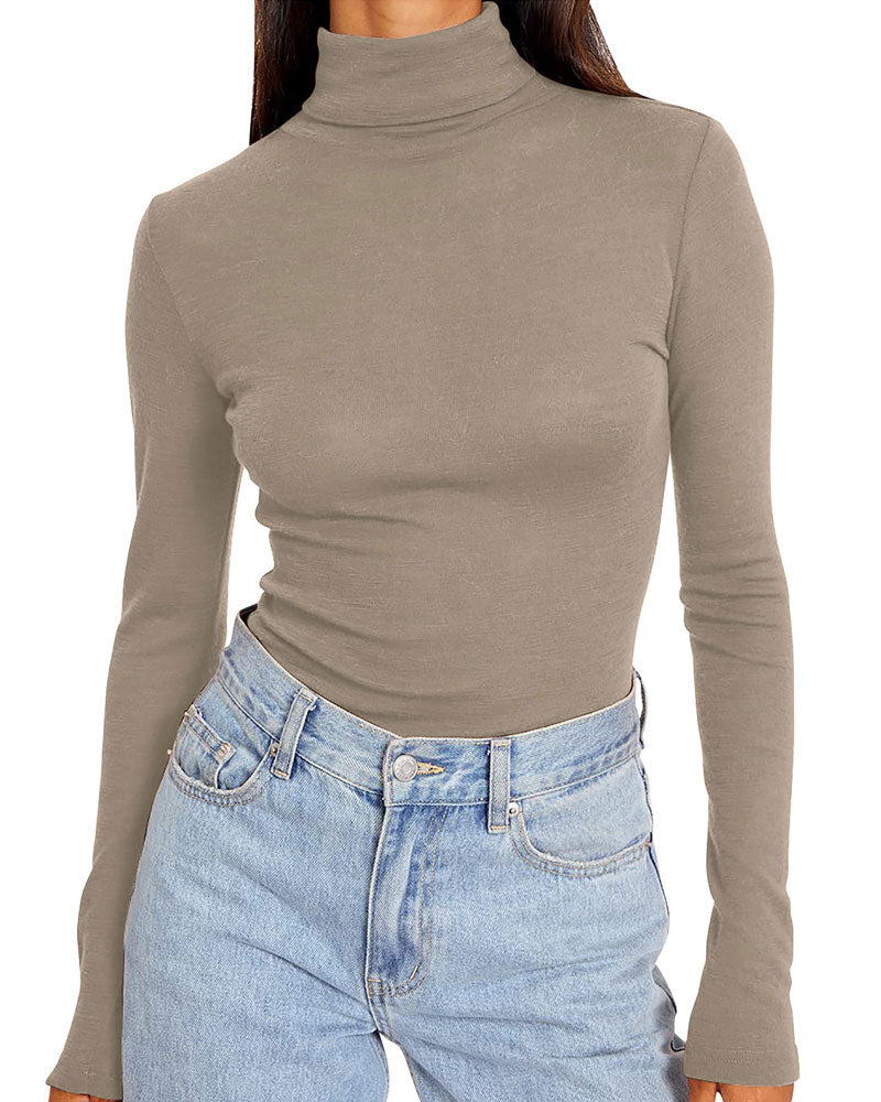 Topp Enfärgad Halv Turtleneck Bas