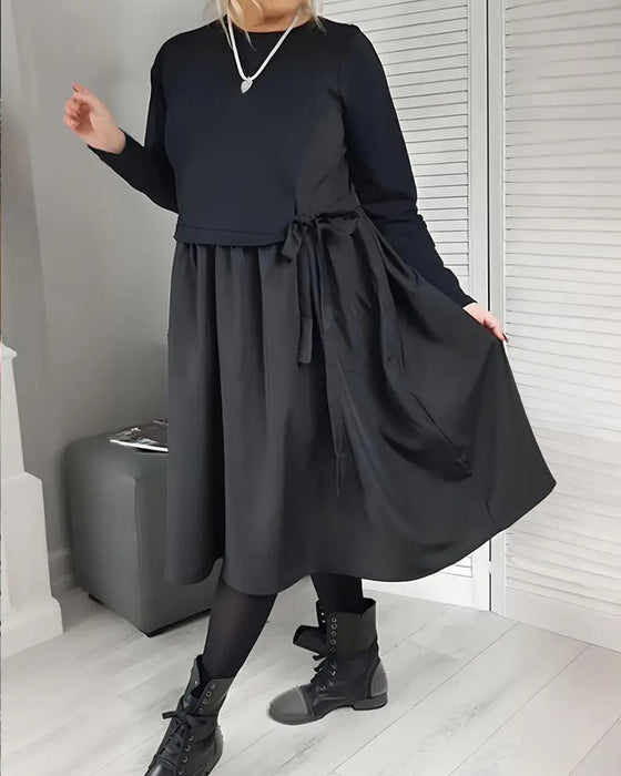 Klänning Stickad Lappverk Sidoknut