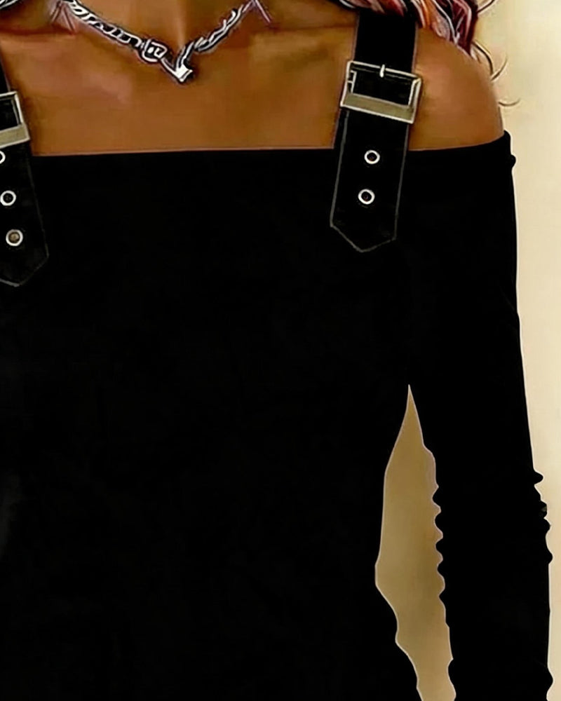 Topp Lång Ärm Off-Shoulder Kamisol