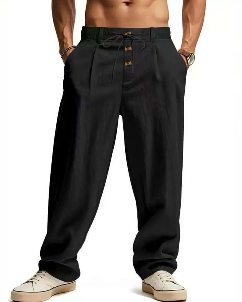 Byxor Casual Enfärgad Raka Ben