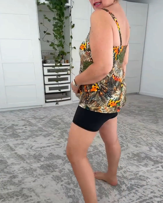 Baddräkt Tvådelad Tryckt Boxershorts