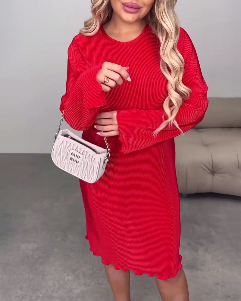 Klänning avslappnad enfärgad knälång